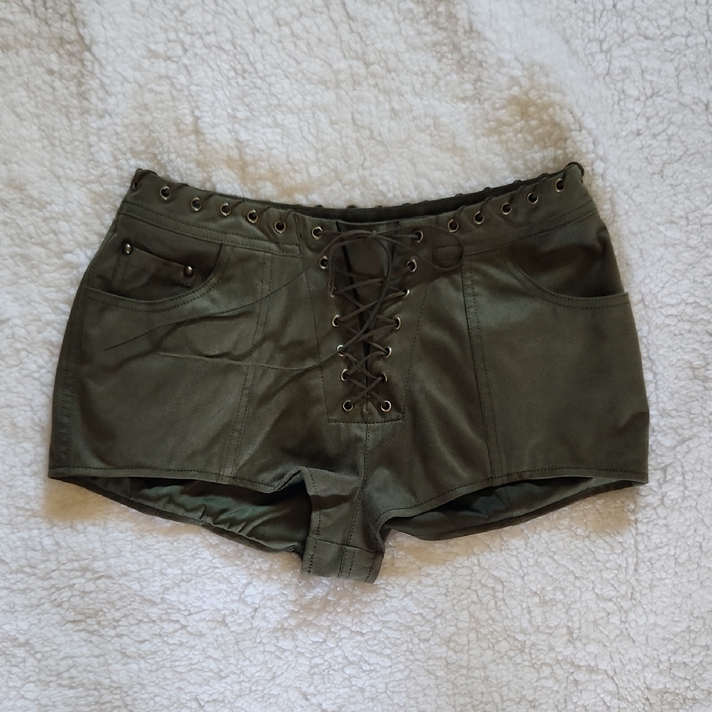 Lace-Up Mid-Rise Shorts